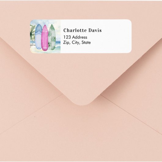 Étiquette Planches de surf plage tropicale adresse de retour