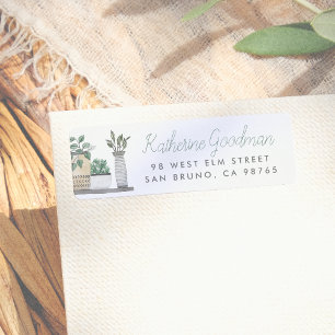 Étiquette Plante Boho moderne Nom et adresse de script