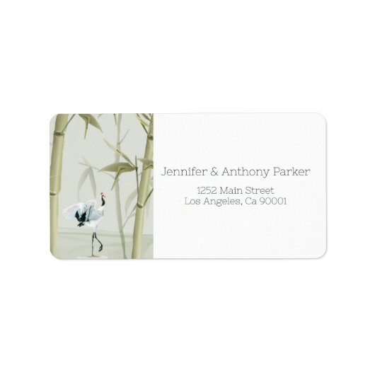 Étiquette Plantes en bambou et grue exotique (Devant)