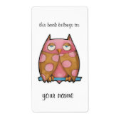 Étiquette Plaque blanche de Chouette rose (Devant)