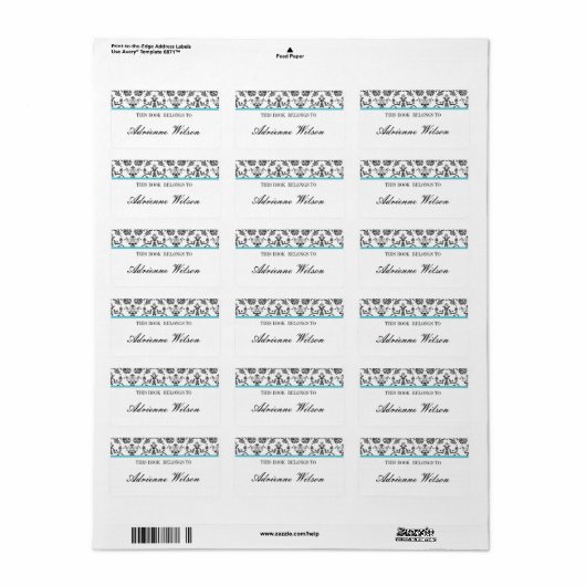 Étiquette Plaque Damas (Feuille entière)