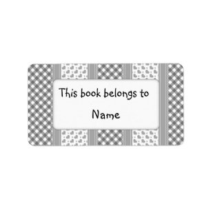 Étiquette Plaque de livre avec différents motif gris moderne