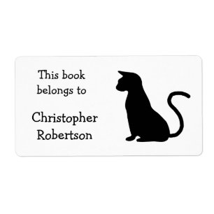 Étiquette Plaque de livre en silhouette de chat