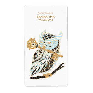Étiquette Plaque de réservation de la chouette à cornes