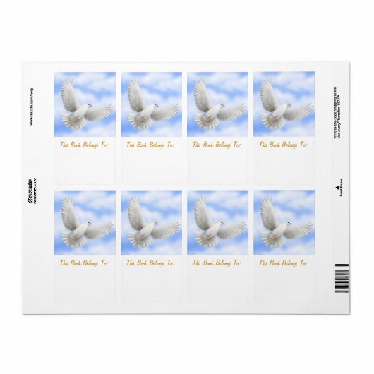 Étiquette Plaque de réservation Peace Dove (Feuille entière)