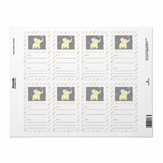 Étiquette Plaque d'éléphant neutre (Feuille entière)