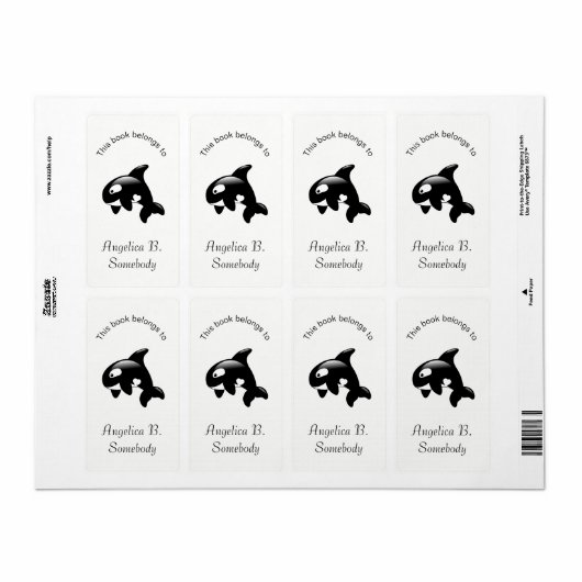 Étiquette Plaque d'enregistrement Orca Whale (Feuille entière)