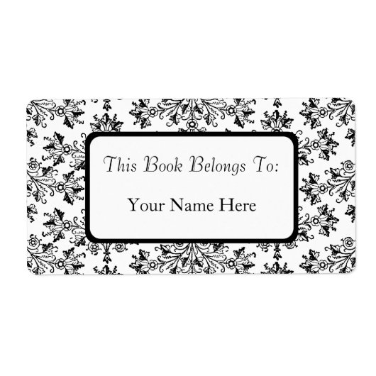 Étiquette Plaque d'enregistrement Vintage de motif de Damas  (Devant)