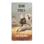 Étiquette Plaque d'illustration d'autruche colorée (Devant)