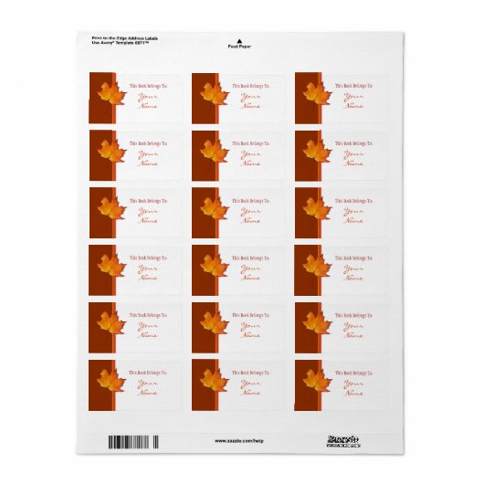 Étiquette plaque d'immatriculation Feuille d'érabl (Feuille entière)