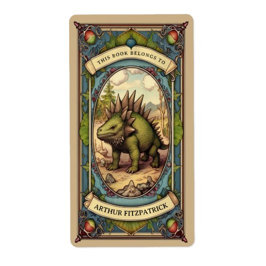 Étiquette Plaque Dinosaure personnalisable (Devant)