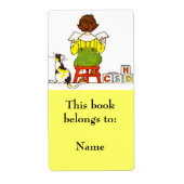 Étiquette Plaque du livre de lecture du garçon (Devant)