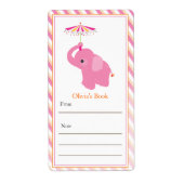Étiquette Plaque éléphante rose (Devant)