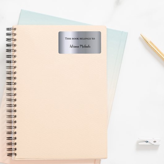 Étiquette Plaque-livre de nom métallique en argent