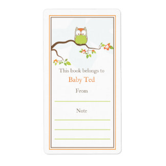 Étiquette Plaque-livre pour bébé hibou
