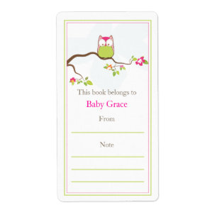 Étiquette Plaque-livre pour bébé hibou