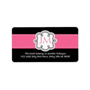Étiquette Plaque-livre pour dames noire et rose personnalisé