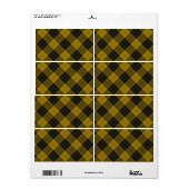 Étiquette Plaque noire jaune tartan MacLeod (Feuille entière)