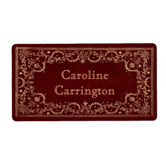 Étiquette Plaque personnelle en cuir doré gravé (Devant)