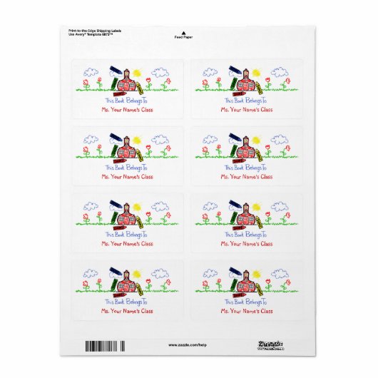 Étiquette plaque pour enseignants - Crayon Schoolh (Feuille entière)