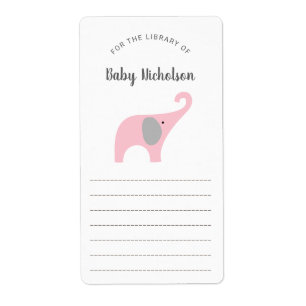 Étiquette Plaques de baby shower rose Elephant