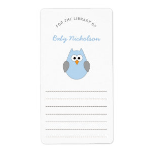 Étiquette Plaques de bibliothèque du baby shower Blue Owl