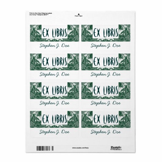 Étiquette Plaques de livres Dragons à Dungeon Bookend EX LIB (Feuille entière)