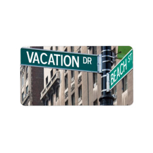 Étiquette Plaques de rue de plage de vacances d'été