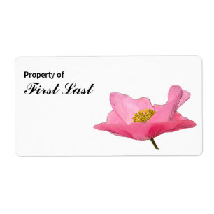 Étiquette Plat personnalisé Pretty Pink Poppy