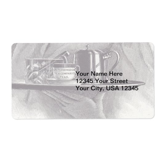 Étiquette Plateau de thé vintage (Devant)