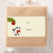 Étiquette Playful Kitty Cat In A Red Christmas Bow (En situation)