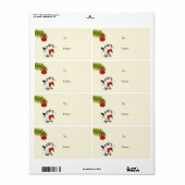 Étiquette Playful Kitty Cat In A Red Christmas Bow (Feuille entière)