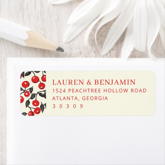 Étiquette Playful Red Cherry Illustration (En situation)