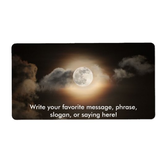 Étiquette Pleine lune dans la nuit nuageuse (Devant)