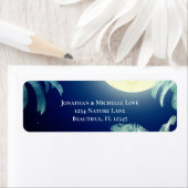 Étiquette Pleine lune et palmiers Adresse tropicale (En situation)