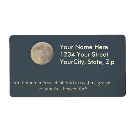 Étiquette Pleine lune Robert Browning Citation (Devant)