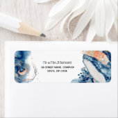 Étiquette Plongée de baleine poissons créatures marines bleu (En situation)