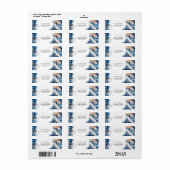 Étiquette Plongée de baleine poissons créatures marines bleu (Feuille entière)