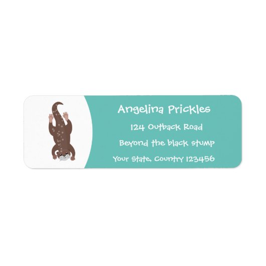 Étiquette Plongée de loutre mignonne sur dessin animé turquo (Devant)