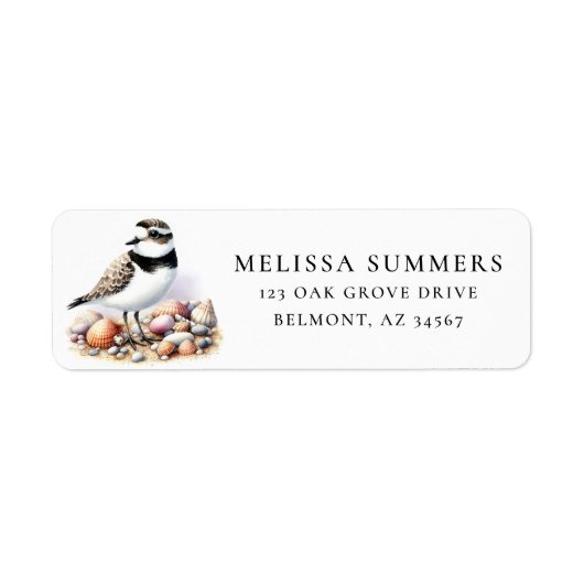 Étiquette Plover and Seashells Return Address Label (Devant)