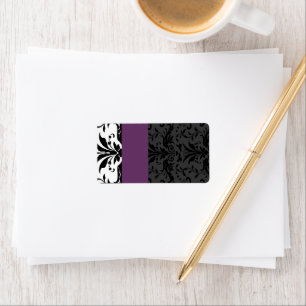 Étiquette Plum & Black Bumble Bee Damask Adresse