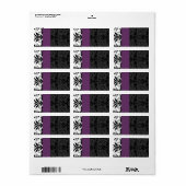 Étiquette Plum & Black Bumble Bee Damask Adresse (Feuille entière)
