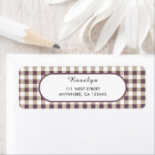 Étiquette Plum Buffalo Plaid - Adresse de retour de vacances (En situation)