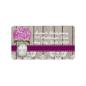 Étiquette Plum Hydrangea Monogramme Mason Jar (Devant)