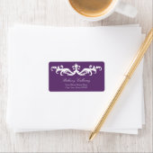 Étiquette Plum Purple Adresse de retour Label//Elegant Damas (En situation)