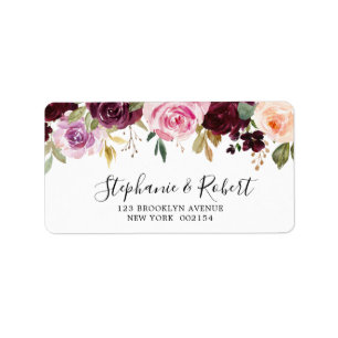 Étiquette Plum violet rose pâle Mariage végétal