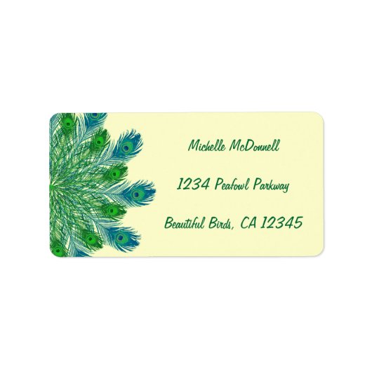 Étiquette Plumes de paon chic branchées (Devant)