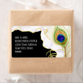 Étiquette Plumes de paon moderne Faux Ribbon Damask Swirl (En situation)