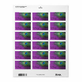 Étiquette Plumes de Peacock de la Glitterie violette Durée d (Feuille entière)
