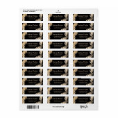 Étiquette Plumes d'or sur noir (Feuille entière)